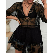 Load image into Gallery viewer, Lace &amp; Crochet Tunic Black