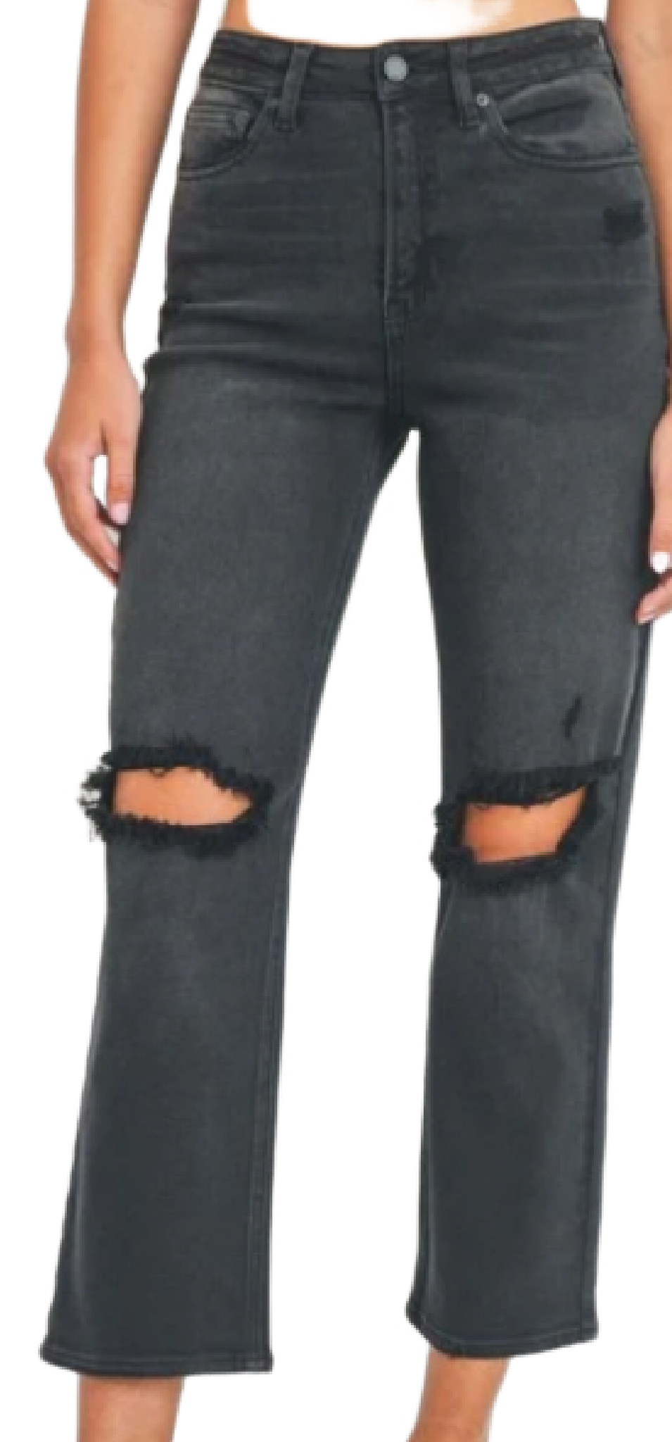 JBD Asia High Rise Cropped Jeans Black