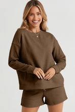 Load image into Gallery viewer, Double Take Full Size Texture Long Sleeve Top and Drawstring Shorts Set