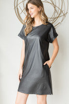 Load image into Gallery viewer, Black Faux Leather Dress