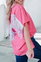 Load image into Gallery viewer, Fringe Round Neck Short Sleeve T-Shirt