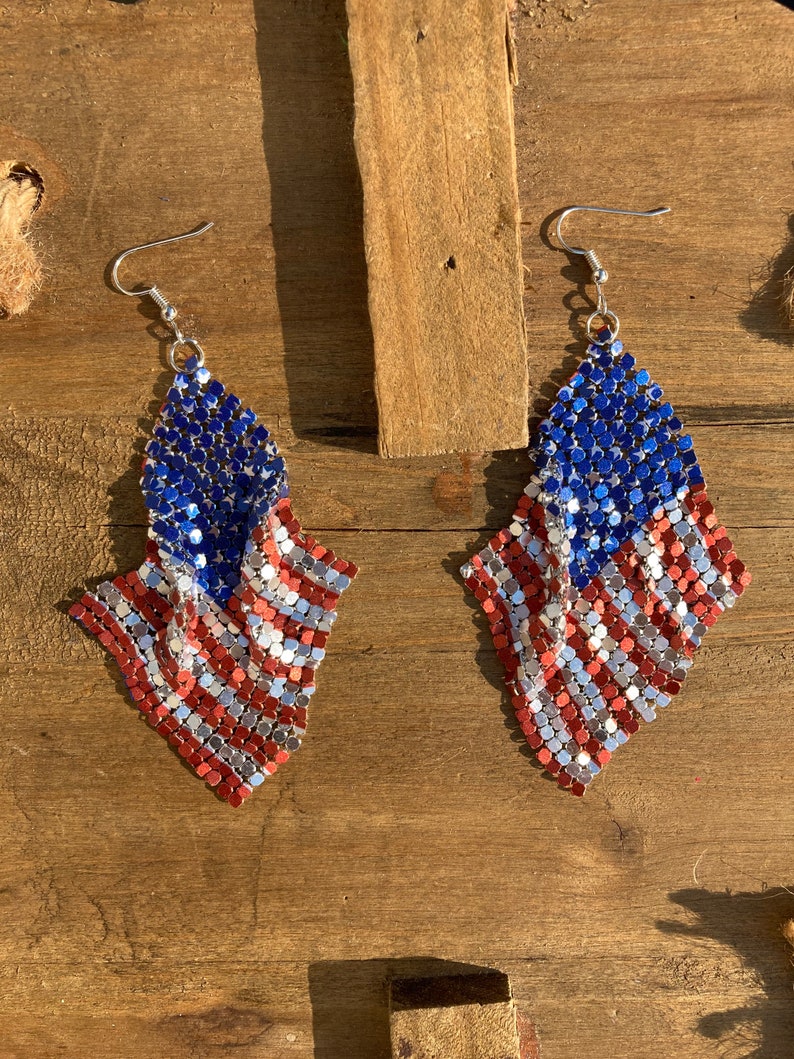 American Flag Flowing Earrings