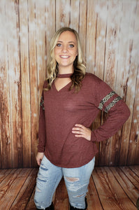 Long Sleeve V Neck Cut Out