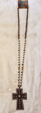 Copper Studded Cross Necklace