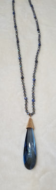 Blue crystal tear drop necklace