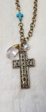 Amazing grace cross necklace