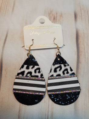 Sparkle Leopard Layers Teardrop Earrings 04714