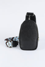 Load image into Gallery viewer, Black Faux Leather Zipped Crossbody Chest Bag