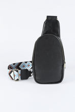 Load image into Gallery viewer, Black Faux Leather Zipped Crossbody Chest Bag