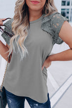 Load image into Gallery viewer, Gray Tiered Lace Sleeve Knit Top