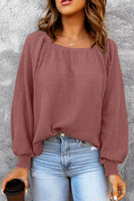 Load image into Gallery viewer, Square Neck Puff Sleeve Waffle Knit Top