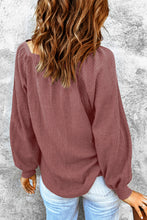 Load image into Gallery viewer, Square Neck Puff Sleeve Waffle Knit Top