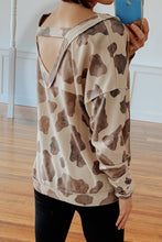 Load image into Gallery viewer, Brown V Neck Animal Print Long Sleeve Top