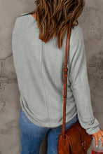 Load image into Gallery viewer, Gray Solid Color Patchwork Long Sleeve Top