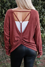 Load image into Gallery viewer, Pink Hollow-out Ruched Back Long Sleeve Top