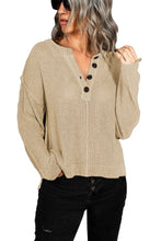 Load image into Gallery viewer, Buttoned Side Split Knit Sweater Biege