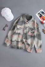 Load image into Gallery viewer, Distressed Aztec Print Lapel Long Sleeve Button Shirt Jacket