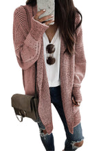 Load image into Gallery viewer, Pink Plaid Knitted Long Open Front Cardigan