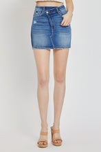 Load image into Gallery viewer, Risen Cross Over Mini Jean Skirt