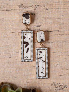 Rectangle White Leopard Earrings 51374