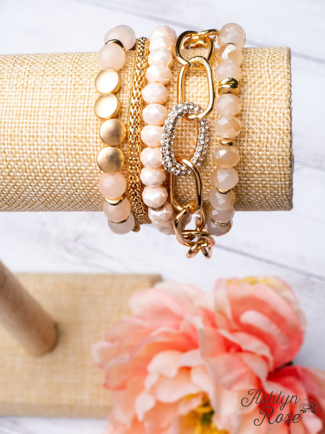Rose Gold Crystal Bracelet Set 05250