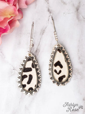 White Leopard Teardrop Earrings 51414