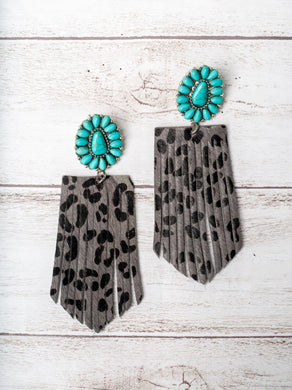 I'll Be Your Ranch Hand Turquoise Fringe Earrings 51440