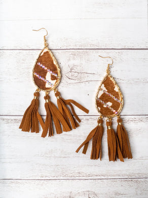 Brown Cow Hide Earrings 51448