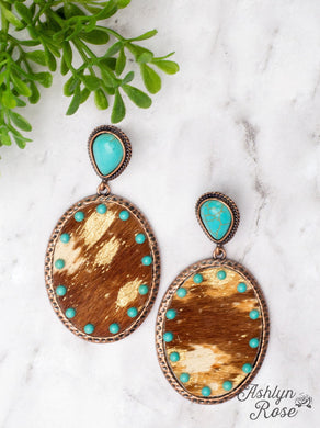 Dark Brown Cowhide Oval Earrings 02549