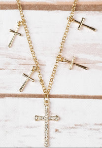 Gold Cross Charm Necklace