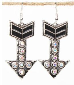 Black Arrow Earrings with AB Crystals