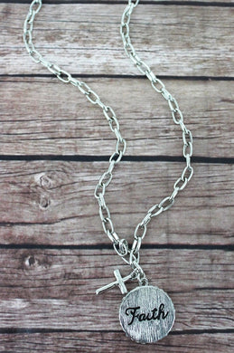 SALE! Crystal Trimmed 'FAITH' Pendant Necklace