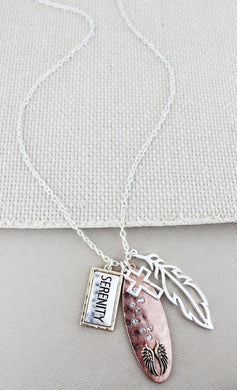 TRI-TONE AND CRYSTAL 'SERENITY' CLUSTER PENDANT NECKLACE