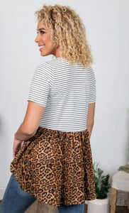Love Me Fiercely Top with Leopard Back & Lace Accent Grace & Emma