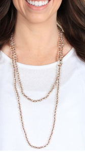 Margot's Long Crystal Necklace Champagne