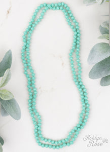 The Essential 60" Double Wrap Beaded Necklace Tiffany Blue 8mm