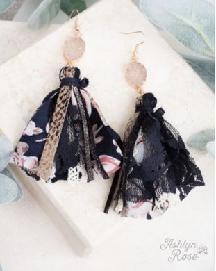 Midnight Garden Druzy Tassel Earrings 00106