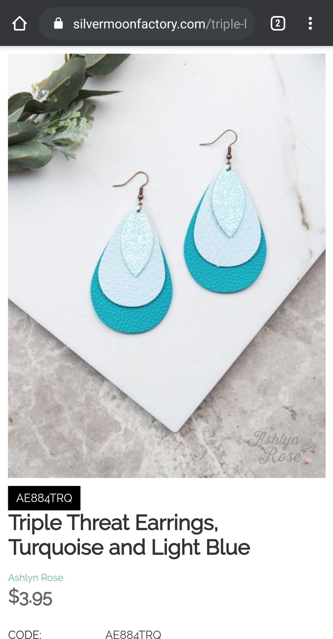 Triple Threat Earrings, Turquoise and Light Blue