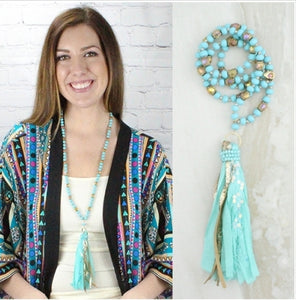 Tassel Necklace Turquoise 72517
