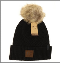 Load image into Gallery viewer, Large Patch Heathered Pom Beanie