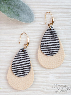 Glitter Stripe Double Teardrop Earring 01803