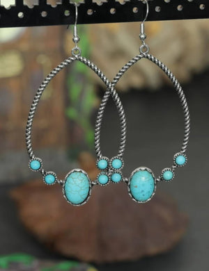 Oval Decor Water Drop Earrings