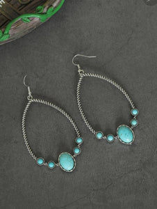 Oval Decor Water Drop Earrings