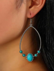 Oval Decor Water Drop Earrings