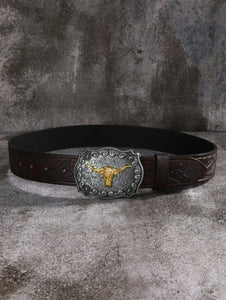 Steer Decor Metal Buckle Western Belt