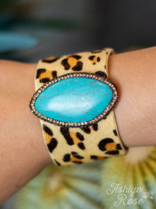 Western Glam Leopard Bracelet with Turquoise 02412