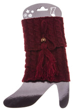 Load image into Gallery viewer, SOLID COLOR SHORT KNITTED BOOT CUFFS W/ TASSELS