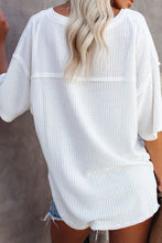 Load image into Gallery viewer, White Waffle Knit Drop Shoulder Loose Top
