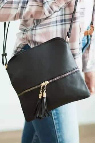 Black Crossbody Bag with Tassel
