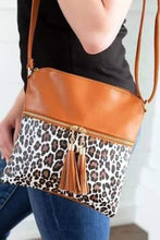 Load image into Gallery viewer, Vegan Leather Leopard Patchwork Crossbody